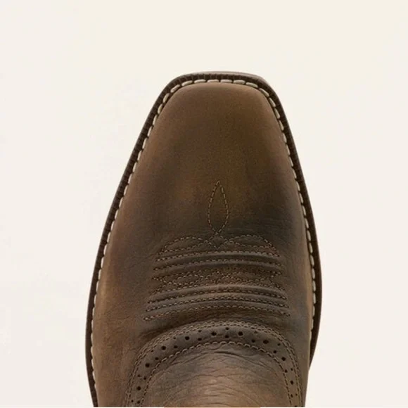 Ariat Men's Hybrid Roughstock Antler Dark Brown Boots with Cream Accents - Picture 5 of 15